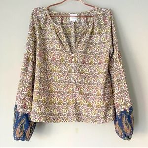 Misa Los Angeles Floral Peasant Blouse Medium
